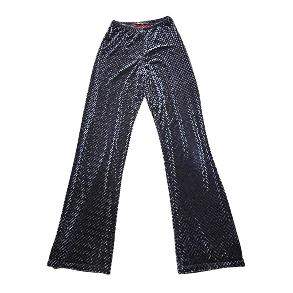 Carushka Teal Velvet Stretch Pants Crushed Velvet Wide Leg Legging Style Mermaid - Picture 13 of 13
